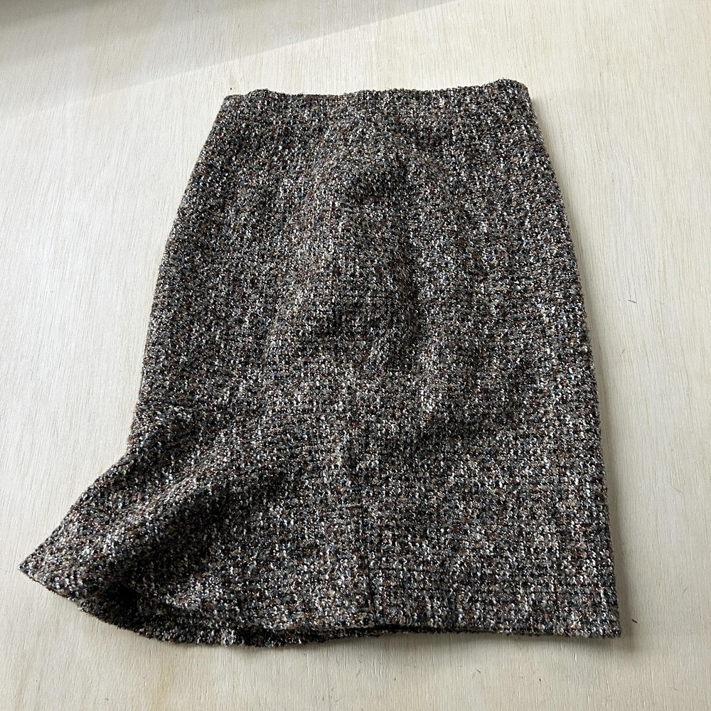 Petrovitch & Robinson Skirt Womens 36 Brown Solid Tweed Pencil Knee Length Lined